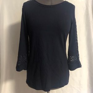 Charter Club Cotton Embroidered Mesh Top Medium